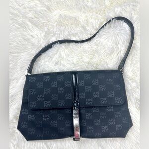 VINTAGE Y2K DKNY LOGO Baguette Bag Black Shoulder Bag Purse